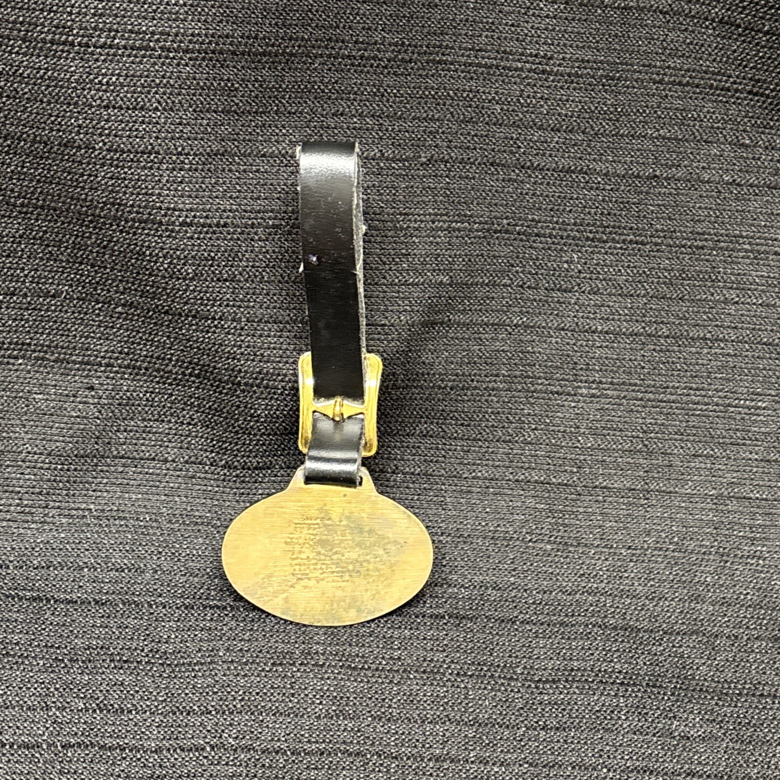 Vtg NORTHWEST Front Shovel Dragline Crane Luggage Tag Brass with Leather Strap