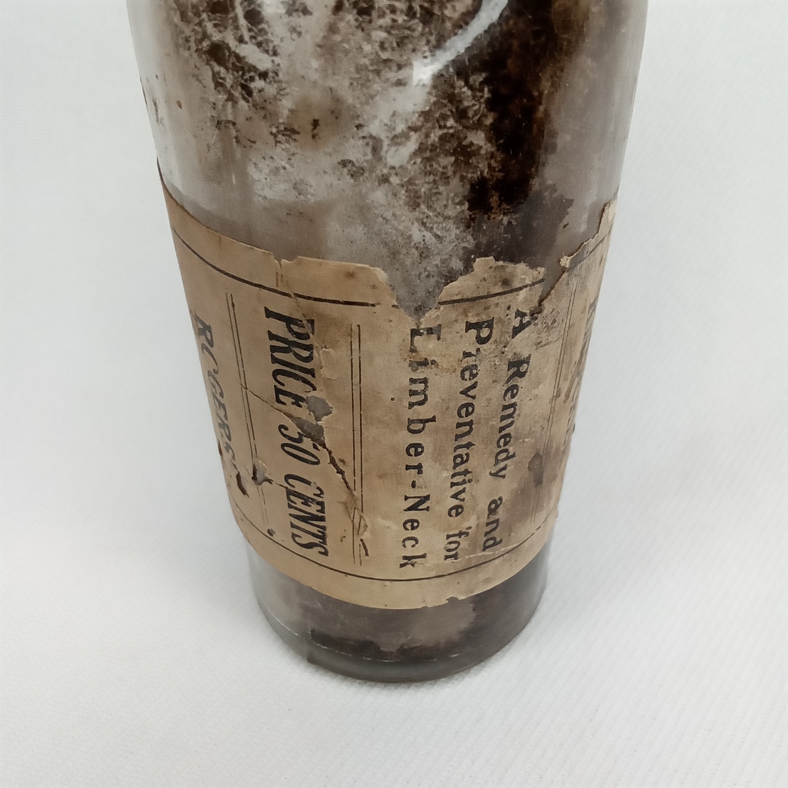 Antique 1920s Veterinary Advertising Glass Bottle With Paper Label New Arrival