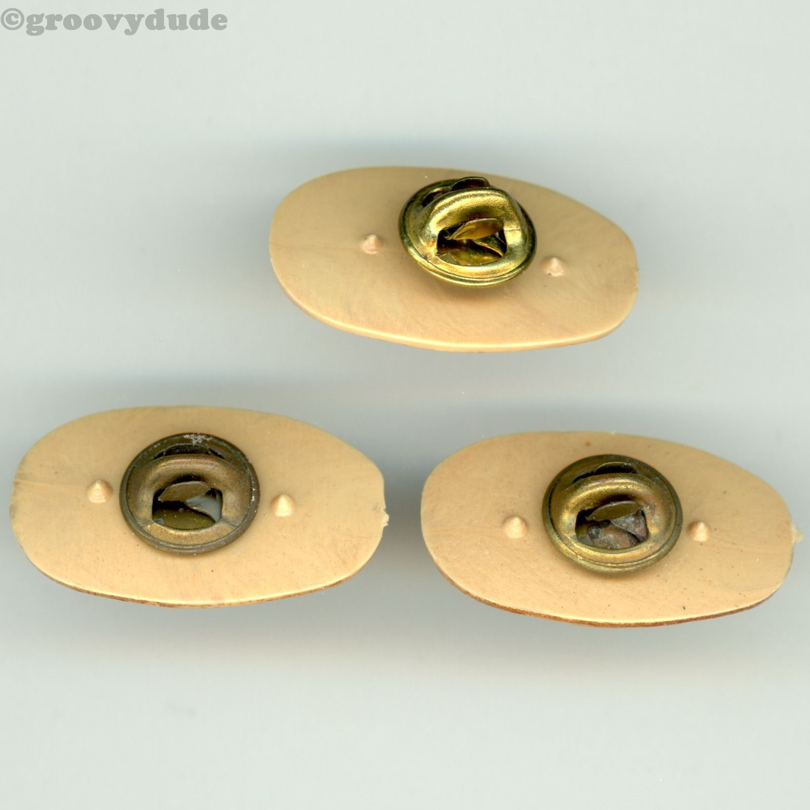 Lot of 3 Idaho Spud Pins Brown Potato Lapel Tie Tack Vintage Promo Plastic