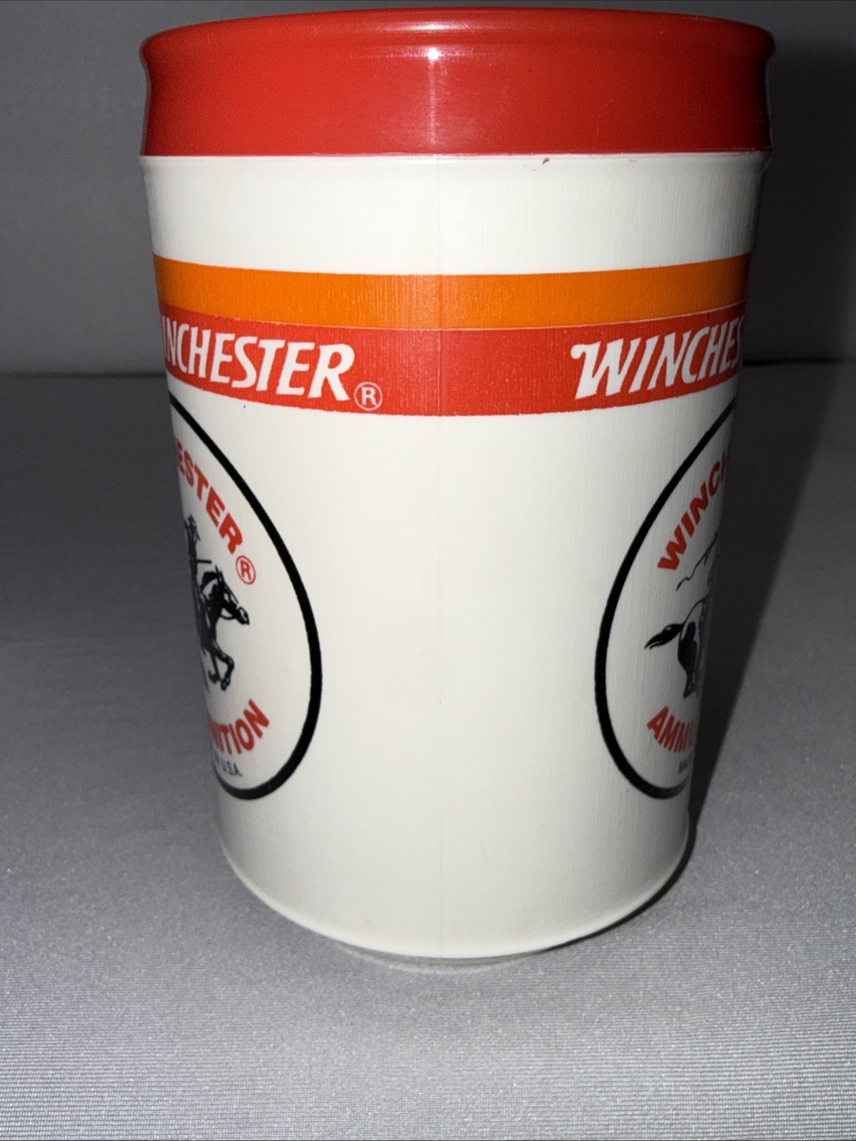 Vintage Aladdin Winchester Ammunition insulated travel mug No Lid + Old Coupon