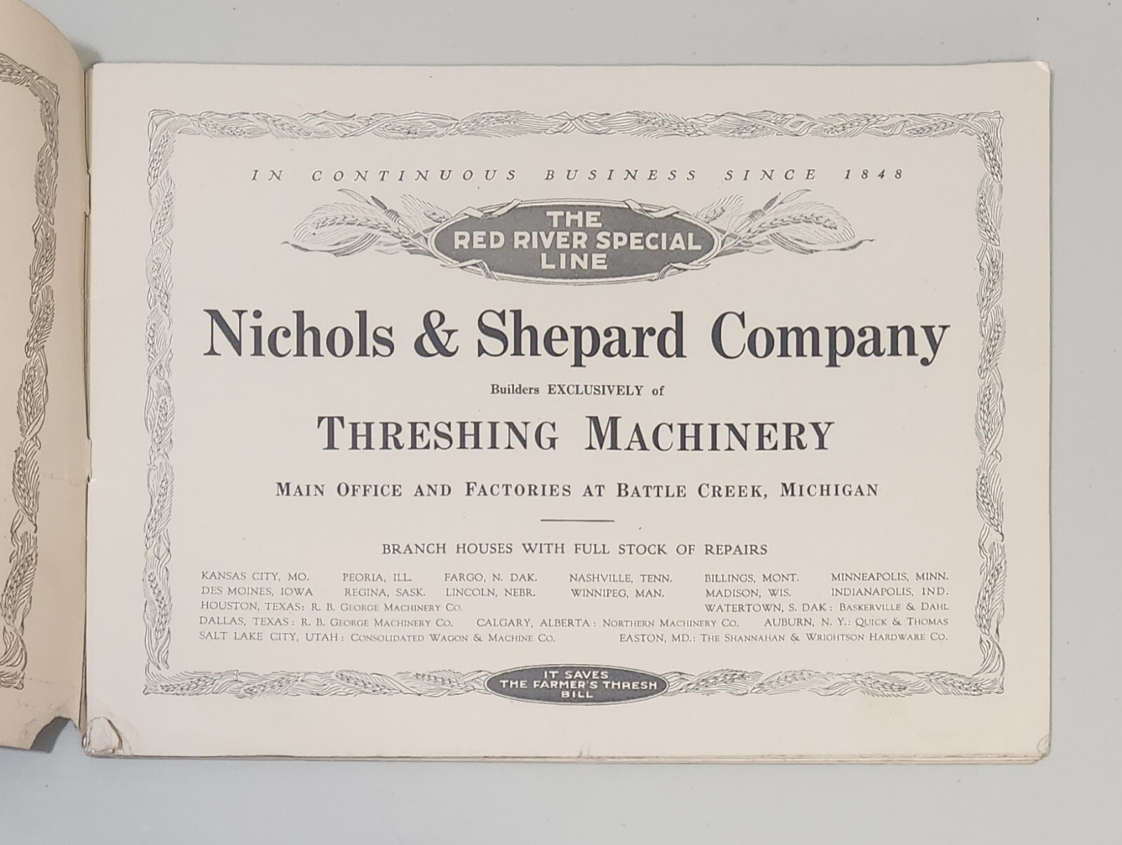RARE Nichols & Shepard Co. Threshing Machinery Catalog Red River Special Line