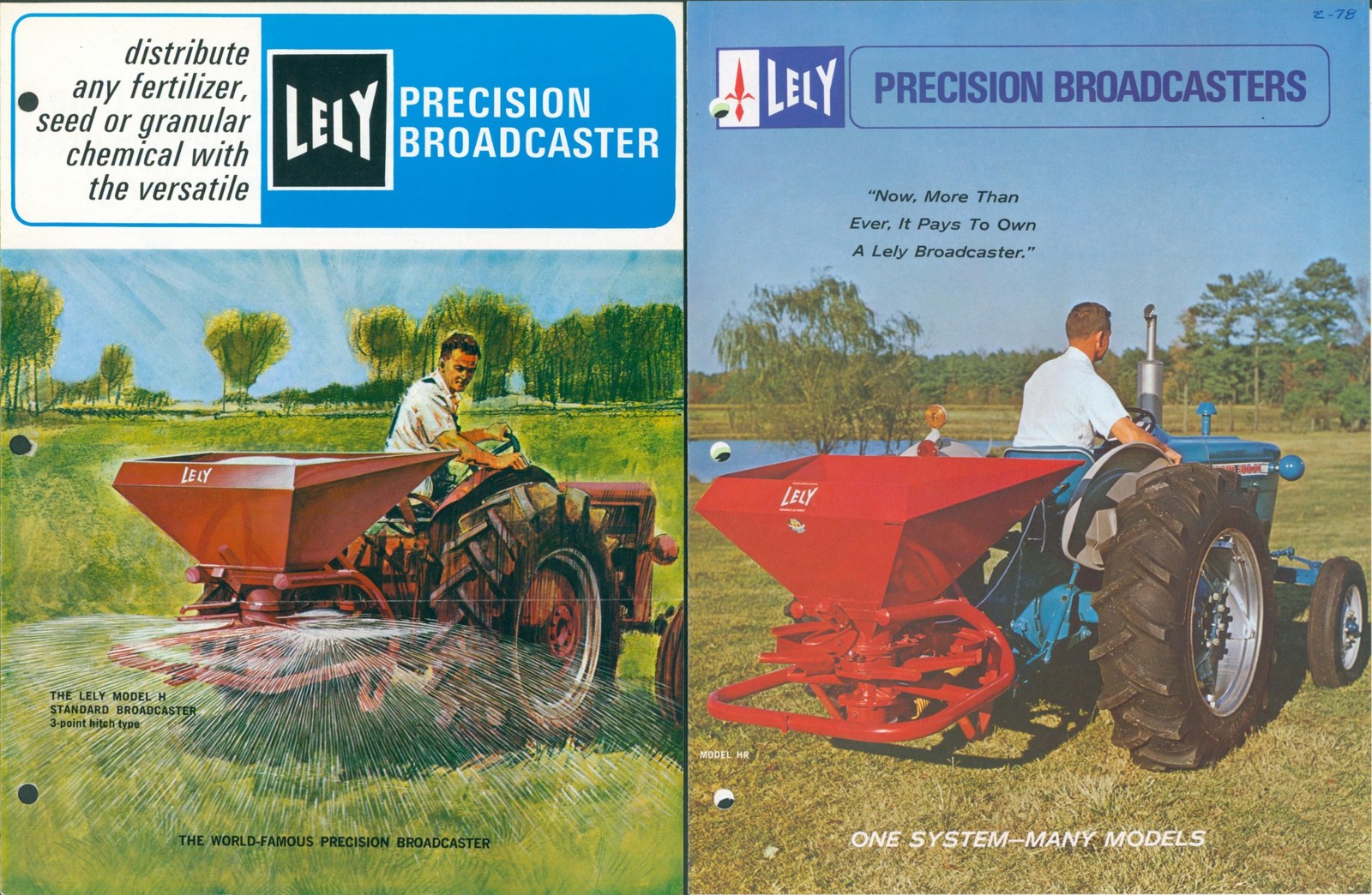 1960-70 Lely Broadcaster Dealer Glossy Brochure Broadcaster Model H Farm Tractor