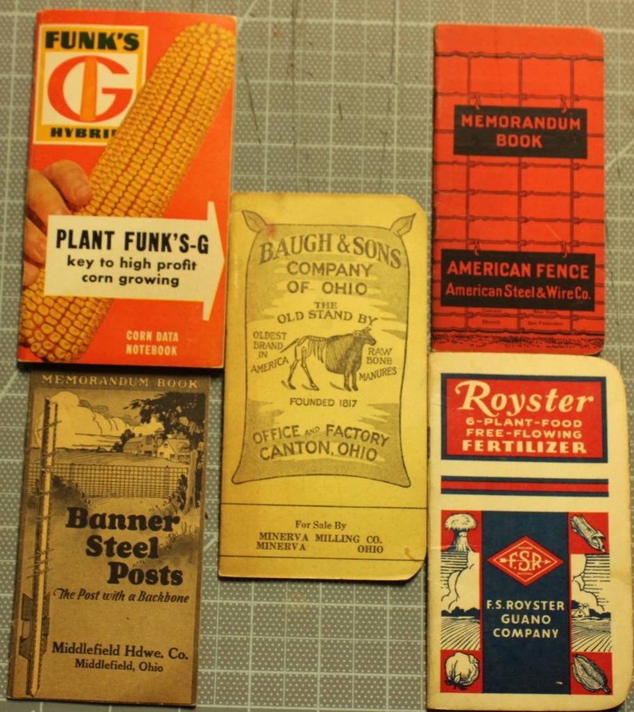 5Different Ag Related Pocket Note Books Funks Royster AM FenceBanner Baugh tra29