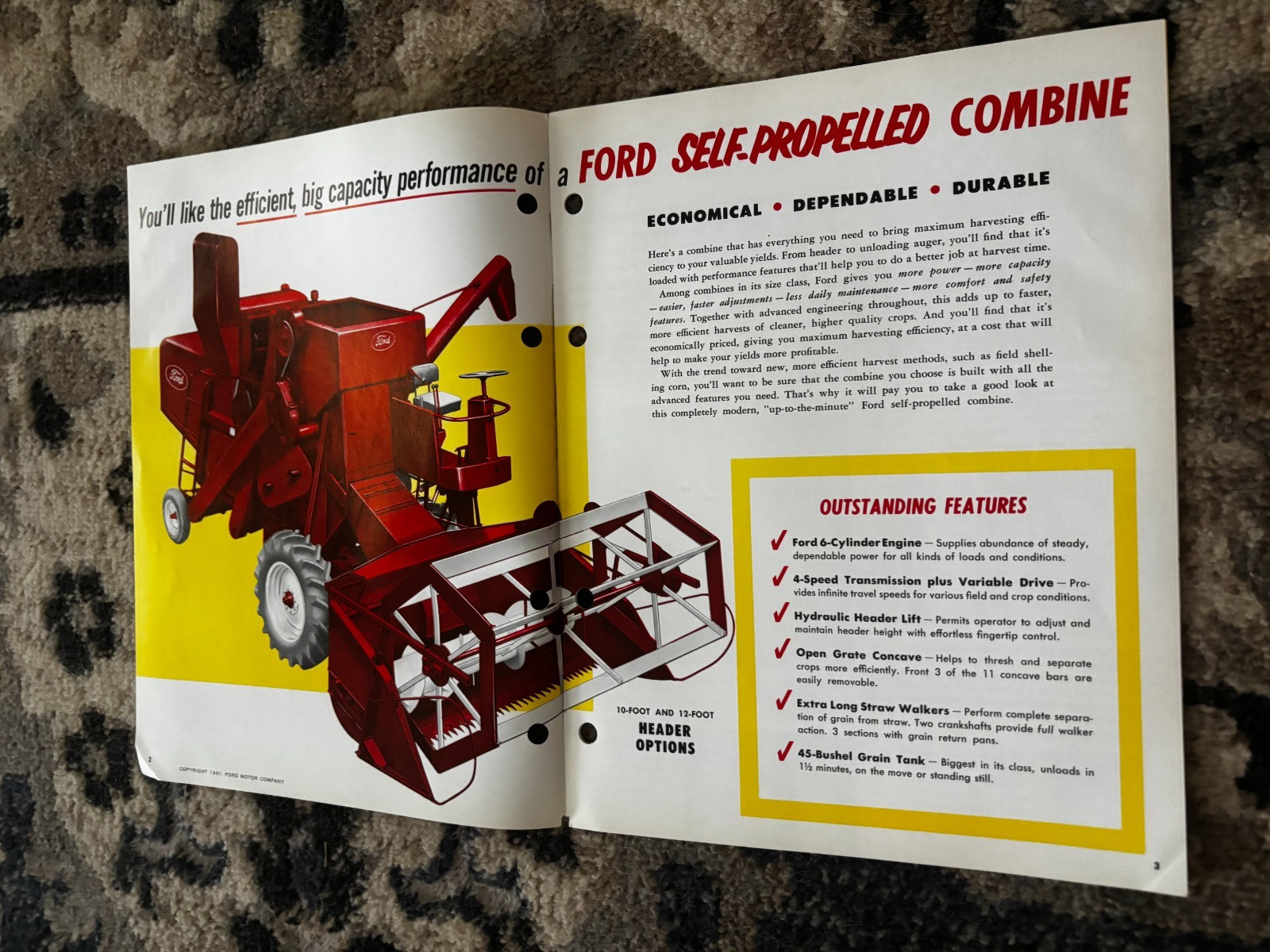 Ford Self Propelled Combine For 1961 Brochure DCPA26