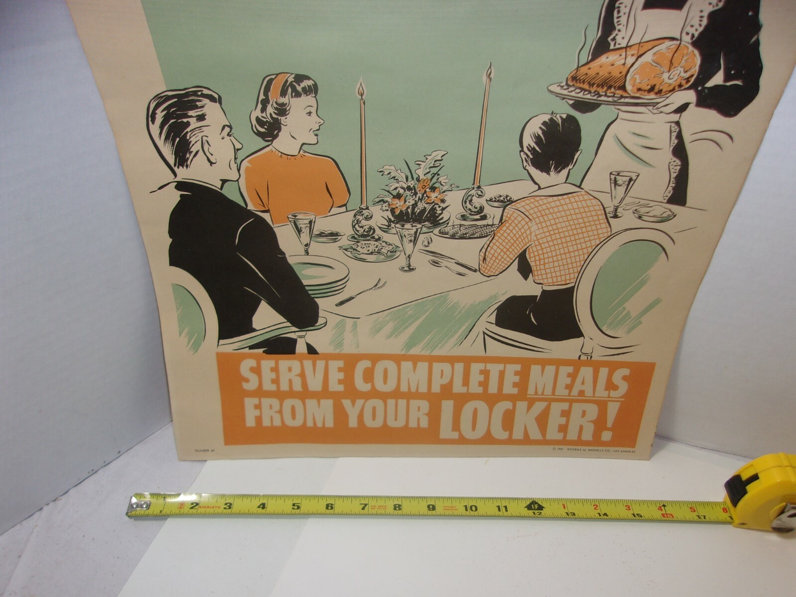 Meat Locker Butcher Shop Advertising Farm Cattle Beef 1950&rsquo;s Vintage Sign Poster