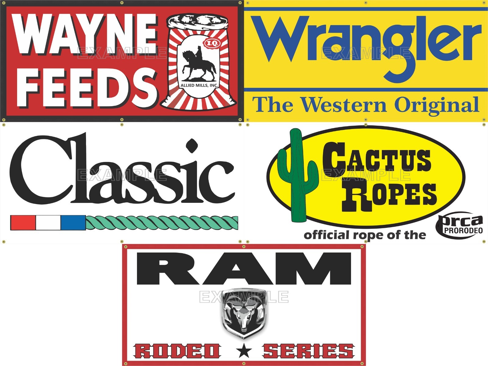 RODEO ARENA GROUP LOT DISCOUNT ON FIVE DESIGNS SIGN REMAKE BANNERS OPTIONS 5D