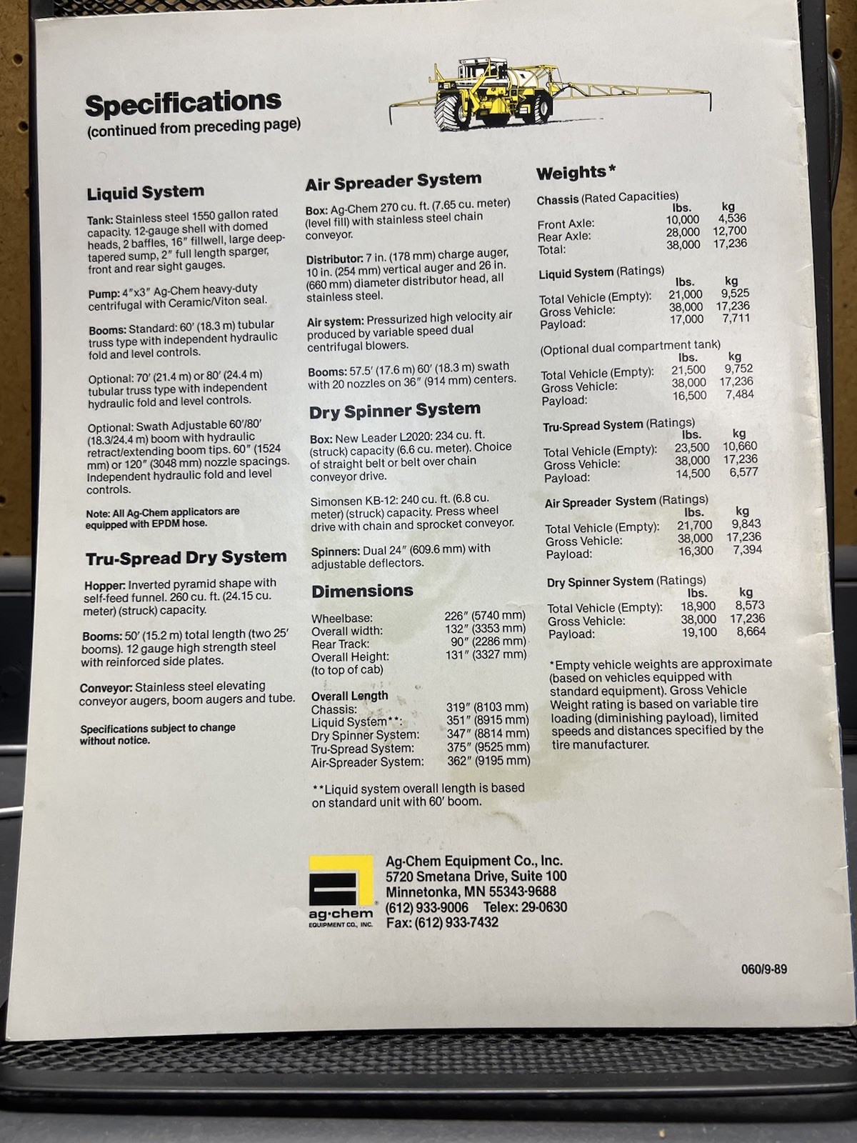 1989 Terra Gator 1603T Brochure Ag Farm Floater Ag Chem