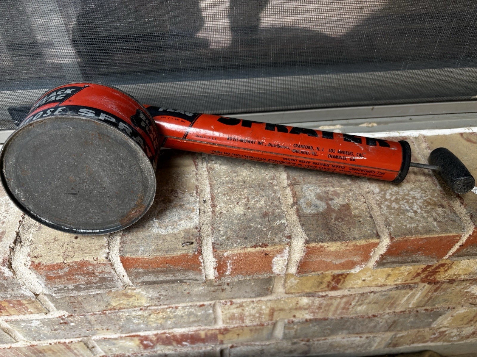 Vintage Black Flag All Purpose Bug Pump Sprayer Antique wood handle.