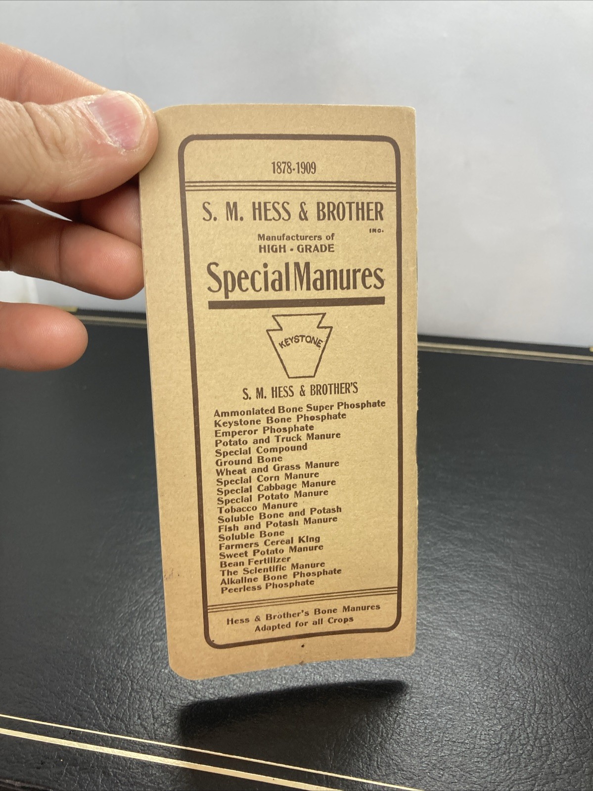 SM Hess & Brother Fertilizers Memo Book Philadelphia Pa 1909