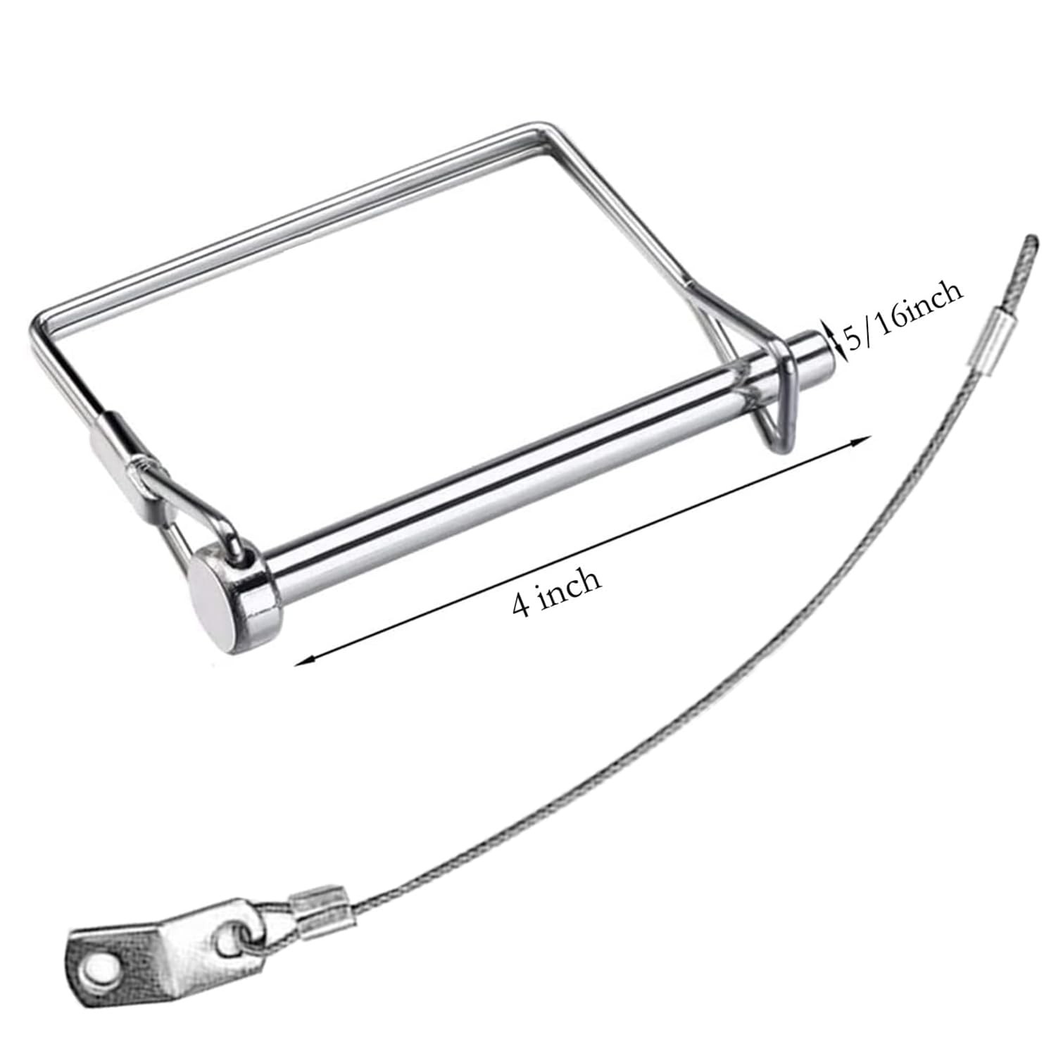 2 Pack 5/16&Prime;x4&Prime;Trailer Coupler Pin with Anti-Loss Cable, Square Wire Lock Pin fo