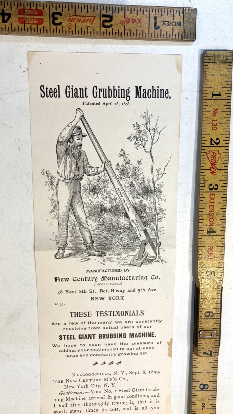 1898 advertising FARM TOOL steel giant grubbing machine NEW CENTURY MFG AGRICULT