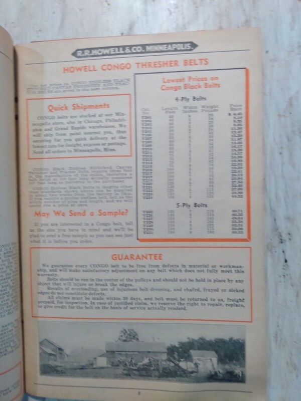 1938 R.R. Howell & Co. Thresher & Power Farming Supplies Saw Mill Accessories