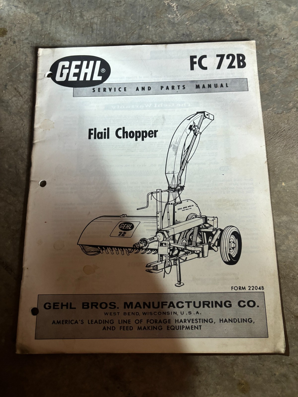 Gehl FC 72B Flail Chopper Parts Book Manual AMIL26 no4
