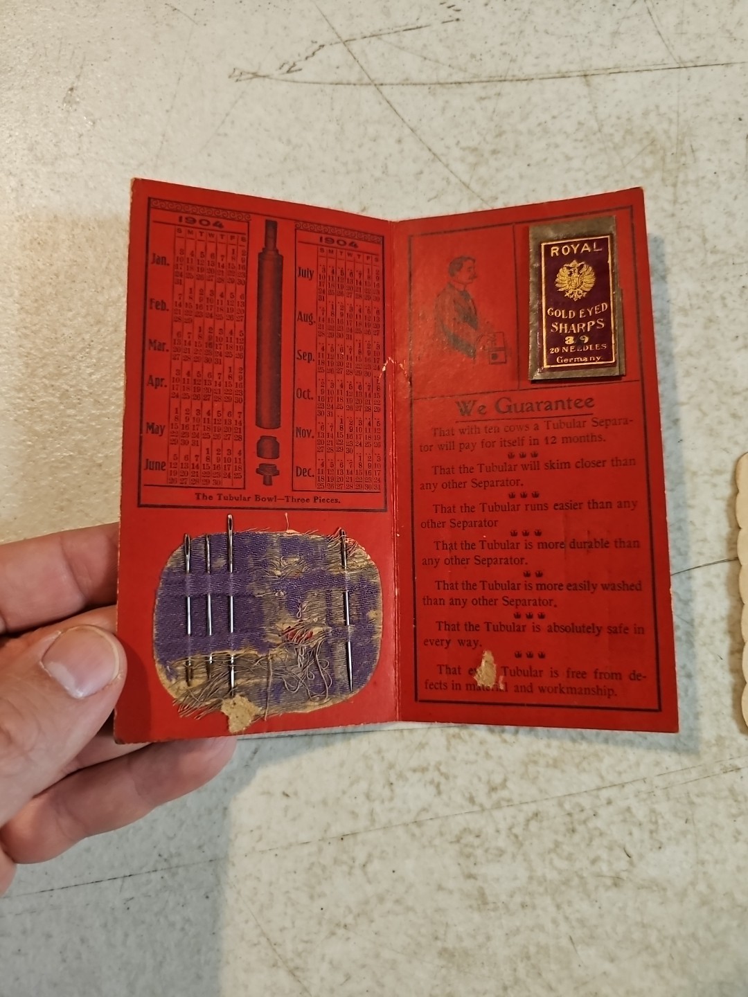 Antique Sharples Tubular Cream Separators Postcard & Needle Book Lot