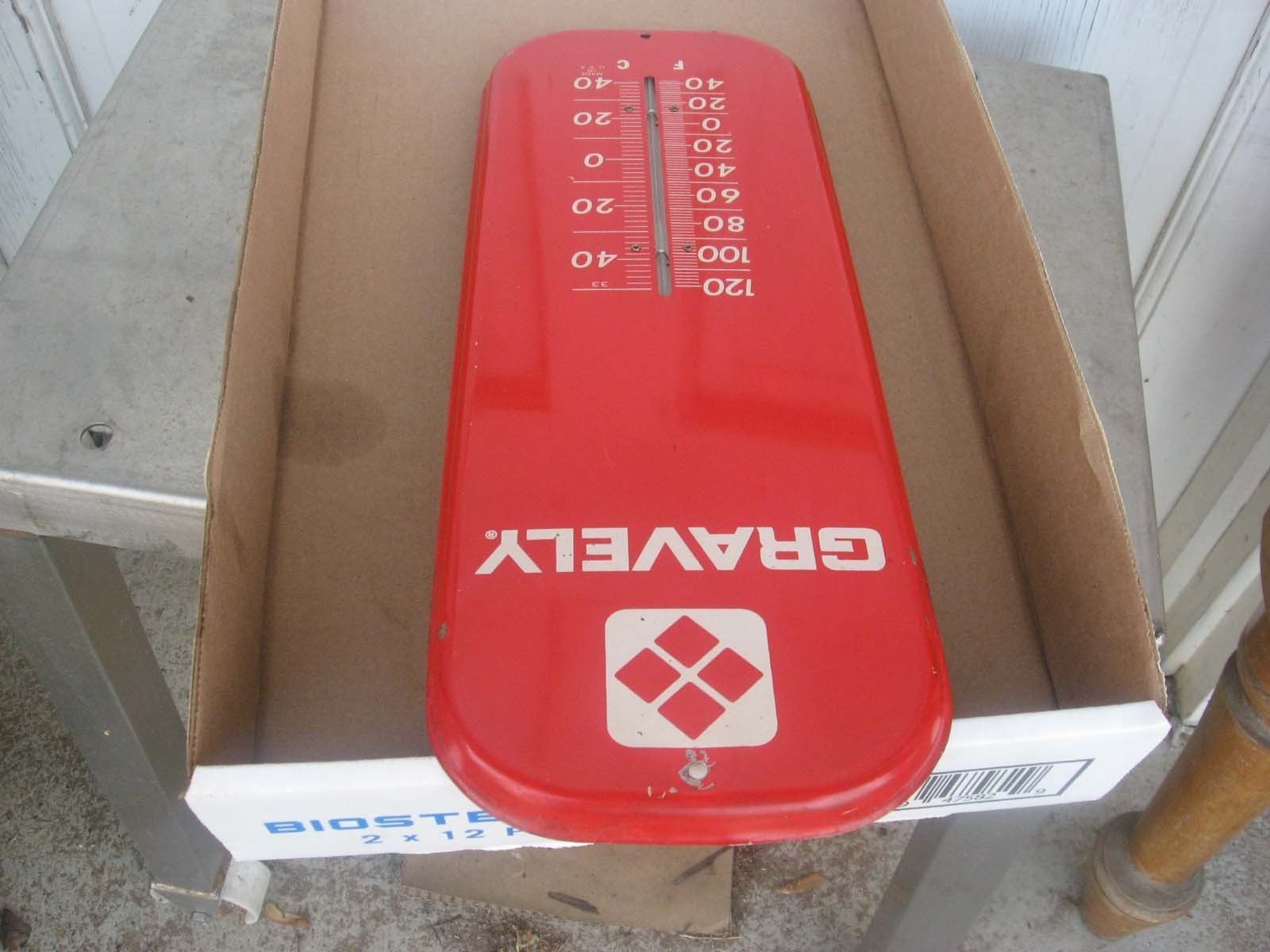 GRAVELY LAWN MOWER GARDEN TRACTOR CO TIN THERMOMETER SIGN