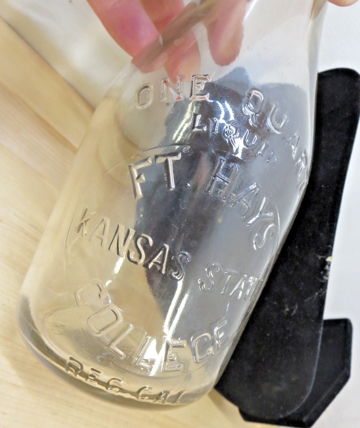 Kansas State & Ft. Hays College Milk Quart Glass RARE!!!