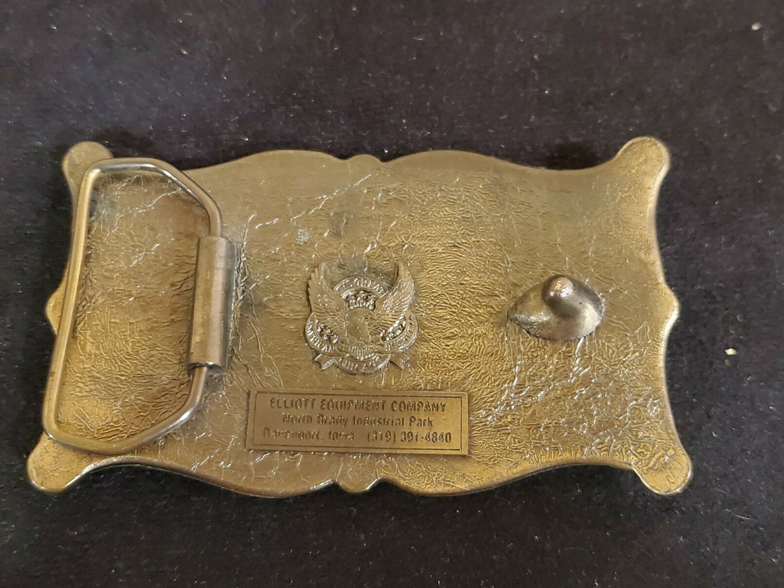 1914 Elgin Street Sweeper « The World&rsquo;s First » Brass Belt Buckle Davenport, Iowa