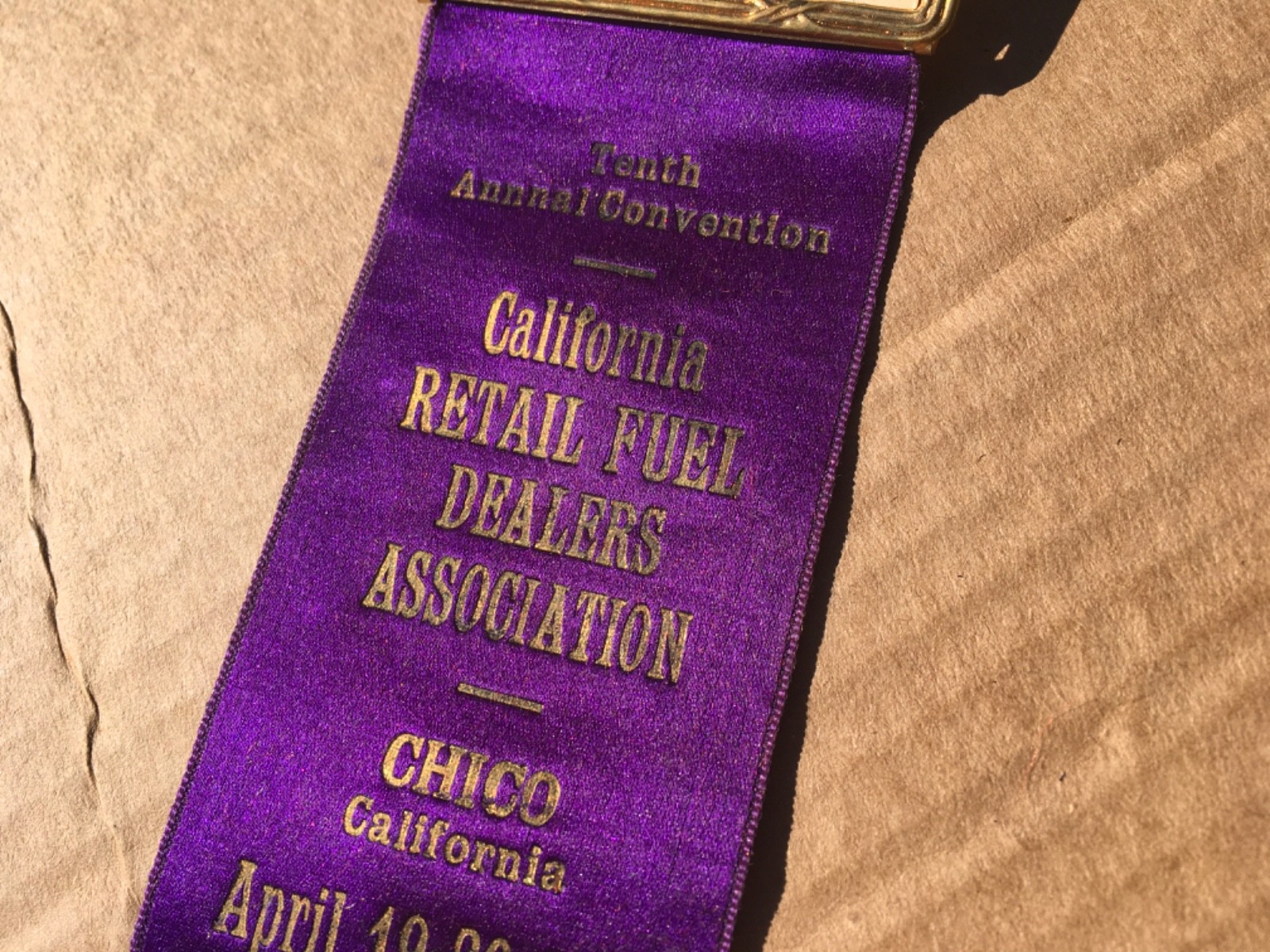 Antique 1928 California Retail Fuel Dealers Assn Conv Ribbon History Auto Agricu