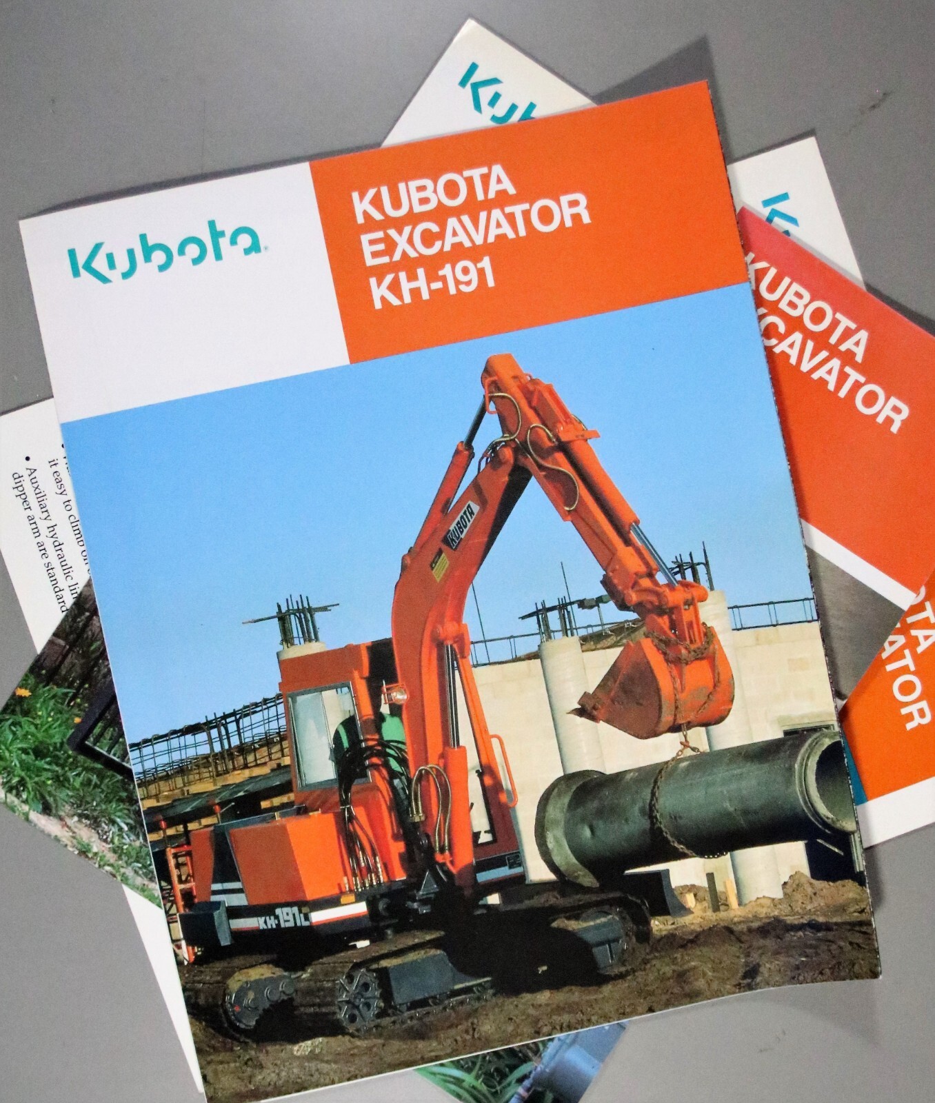 3 KUBOTA Brochures/Literature Excavators KH-191, KH-007, KX-41 1990&rsquo;s Era (A)