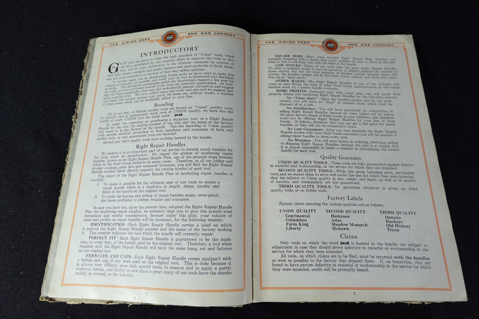 1928 Union Fork & Hoe Co Catalog Farm Garden RR Contractors Tools Columbus OH