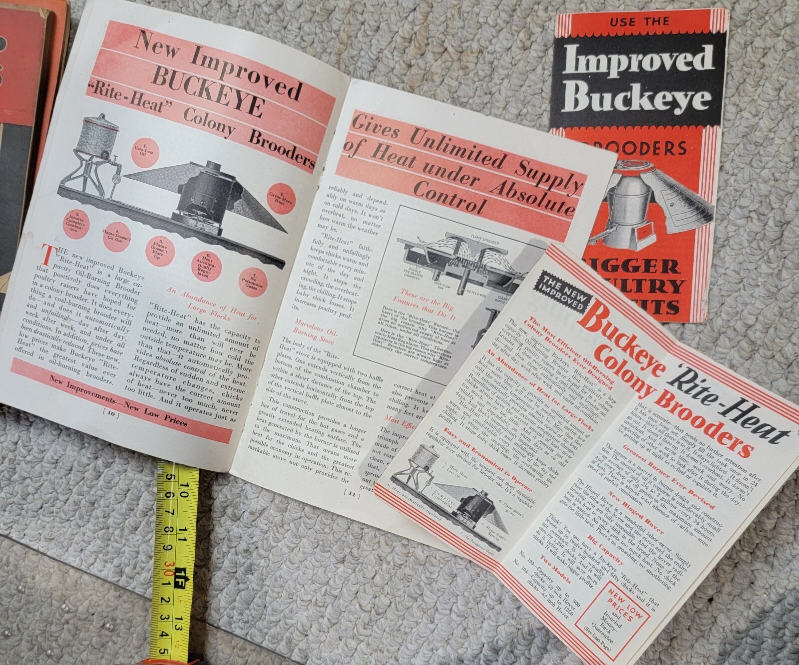 1920s 3 Pamphlets, Price List, New Improved BUCKEYE Brooders Chicken Incubator
