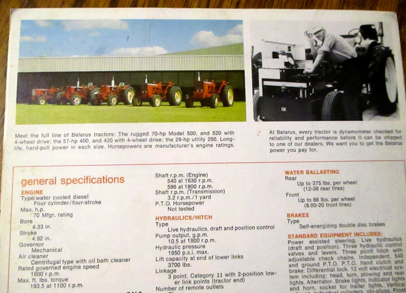 Belarus 520 500 Tractor Sales Brochure Literature Ephemera G M PEKUL Elkhorn WI