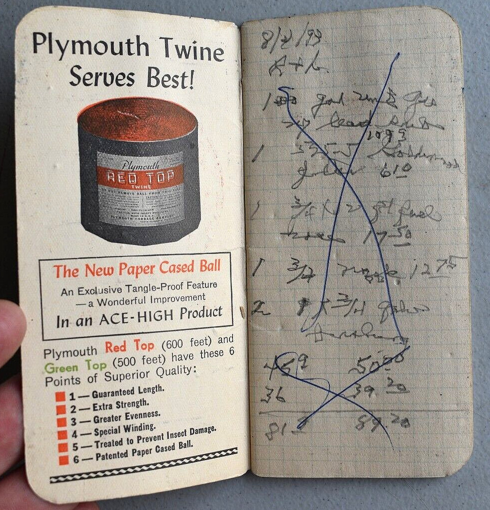 PLYMOUTH TWINE Vintage Farmers Pocket MEMO BOOK w/ 1940 – 1941 Calendar