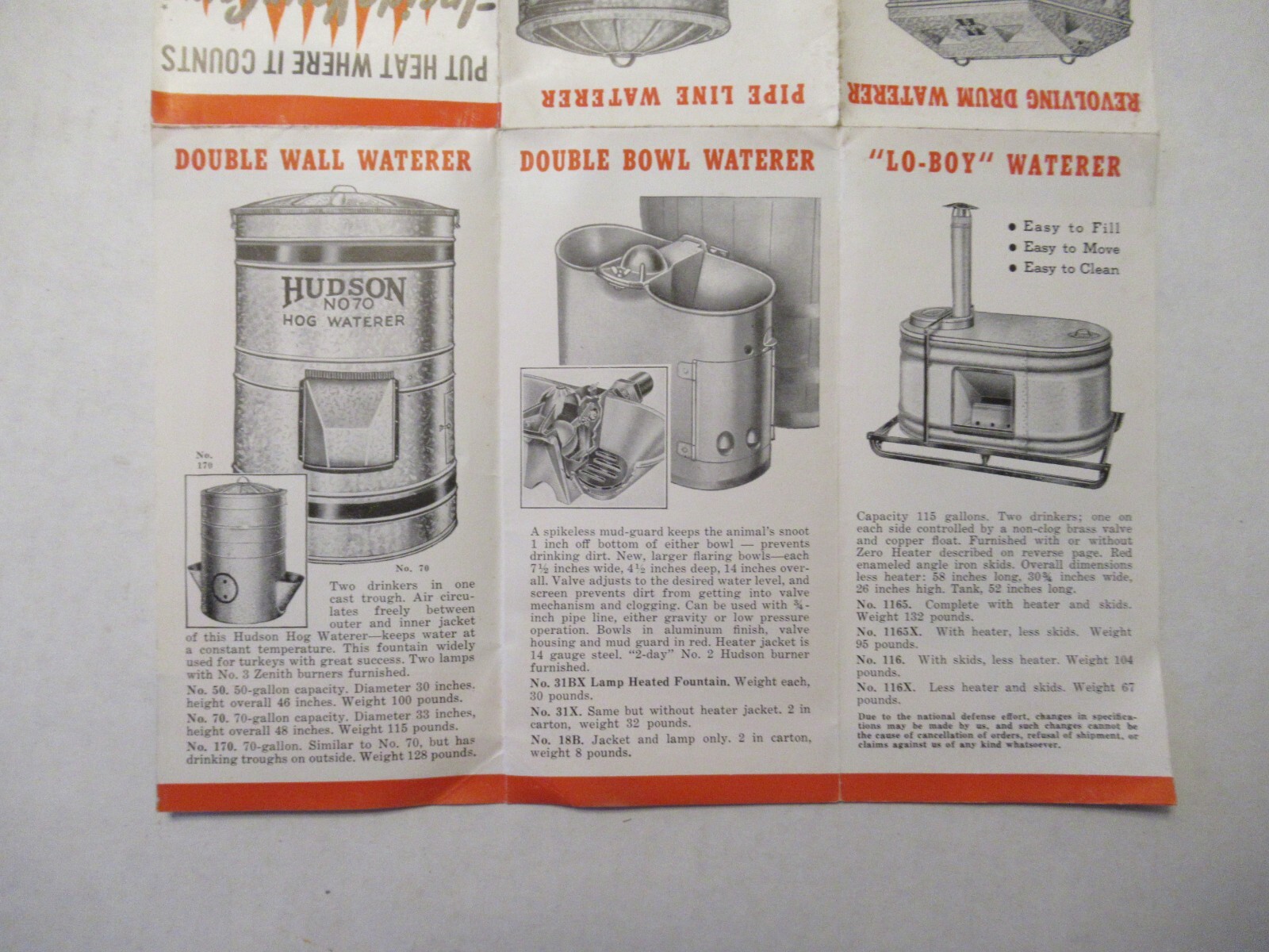 Hudson Manufacturing Co. Advertising Hog Waterers Heaters.