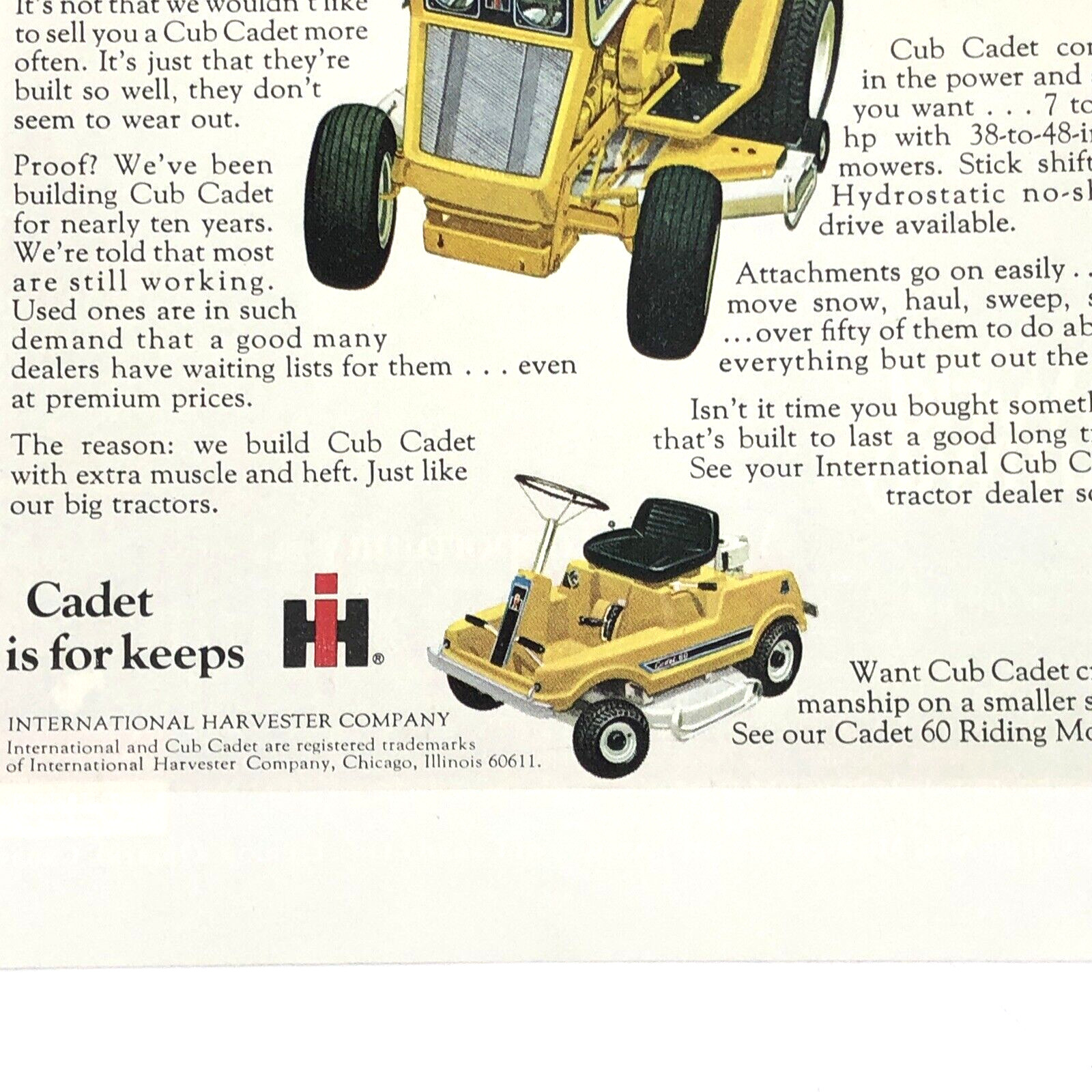 Vintage Cub Cadet Lawn Garden Tractor and the World of Amway of Canada Print Ad