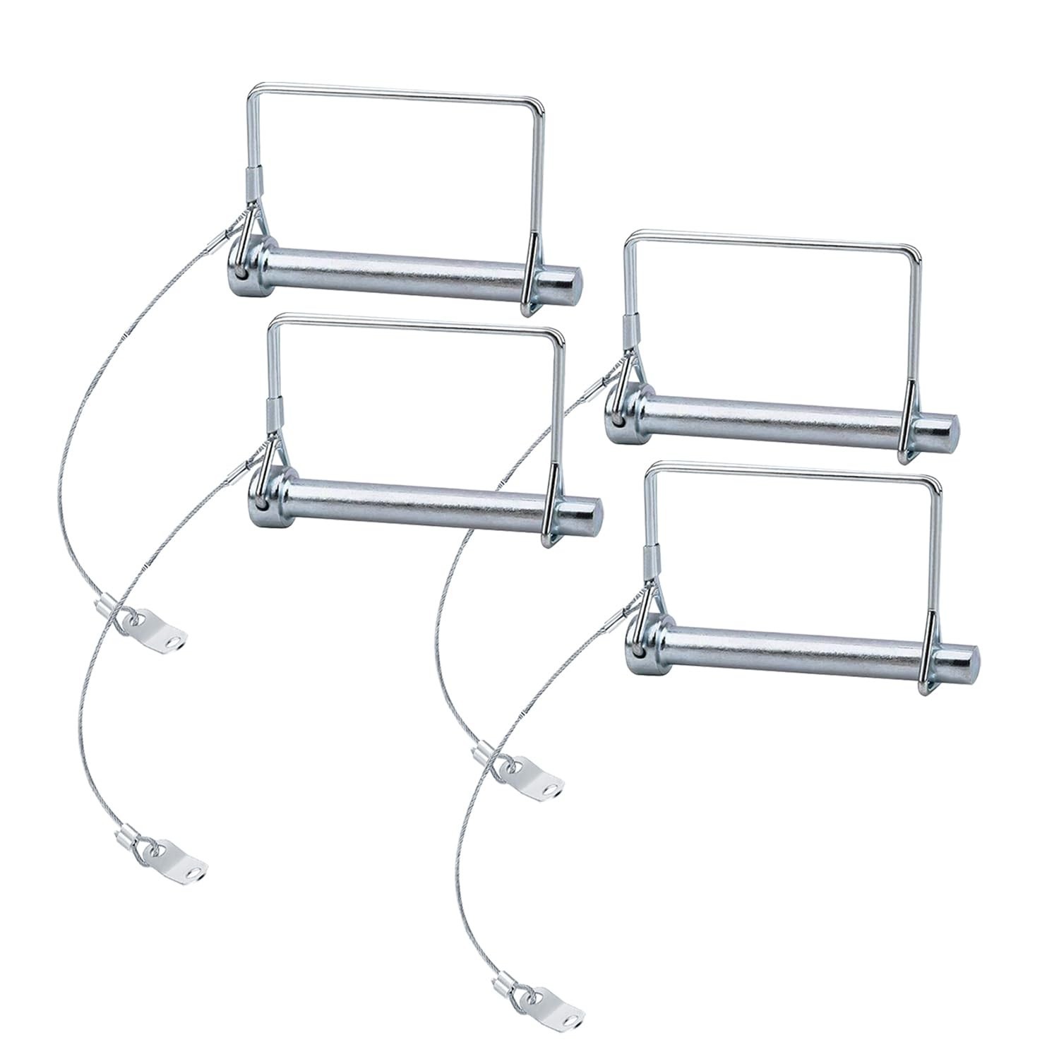 4 Pack 3/8&Prime; X 4&Prime; Heavy Duty Trailer Coupler Pins with Anti-Loss Cable – Zinc Pla
