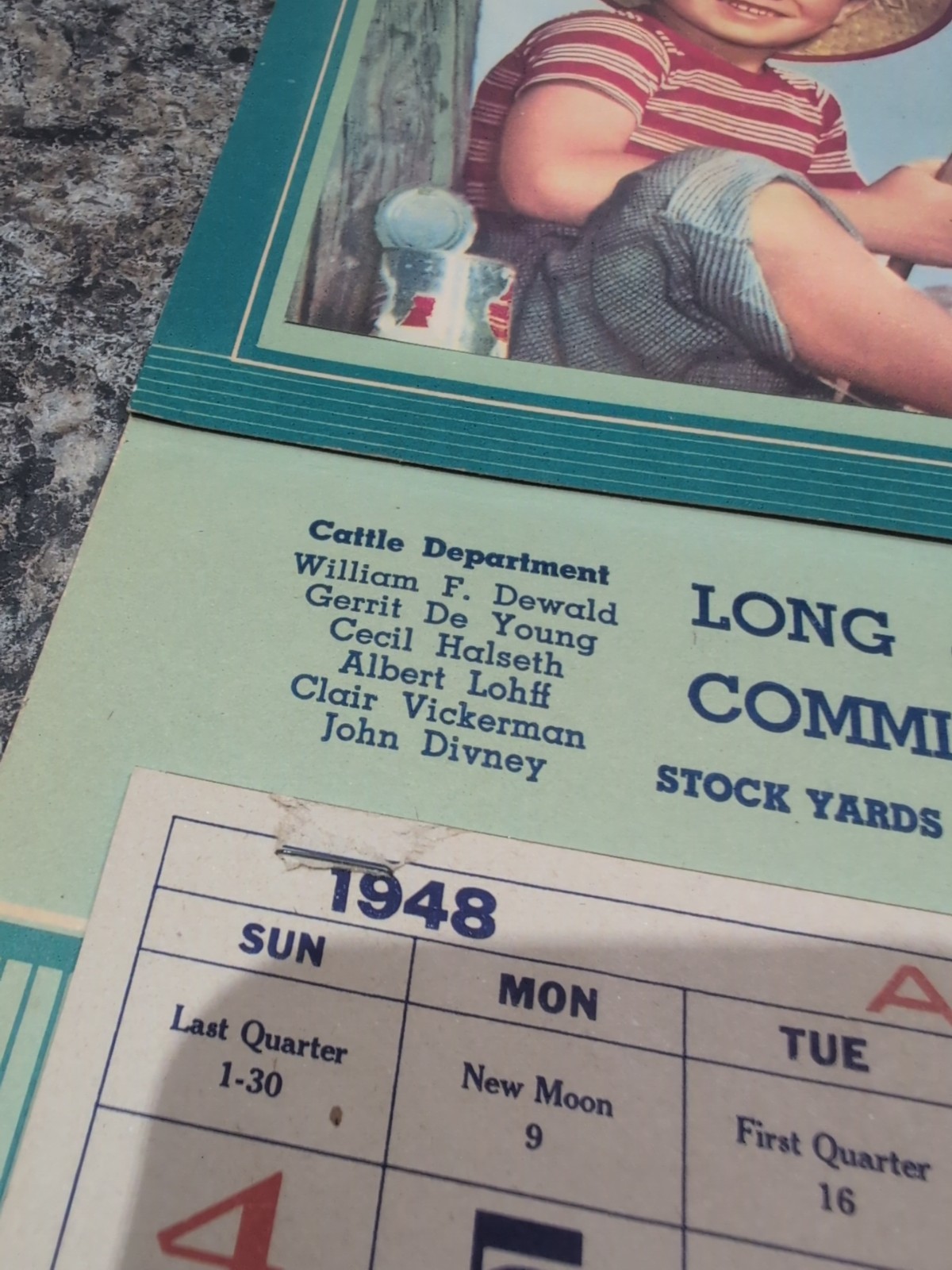 Vtg Long & Hansen Commission Co Calendar 1948 Sioux Falls South Dakota Stock…