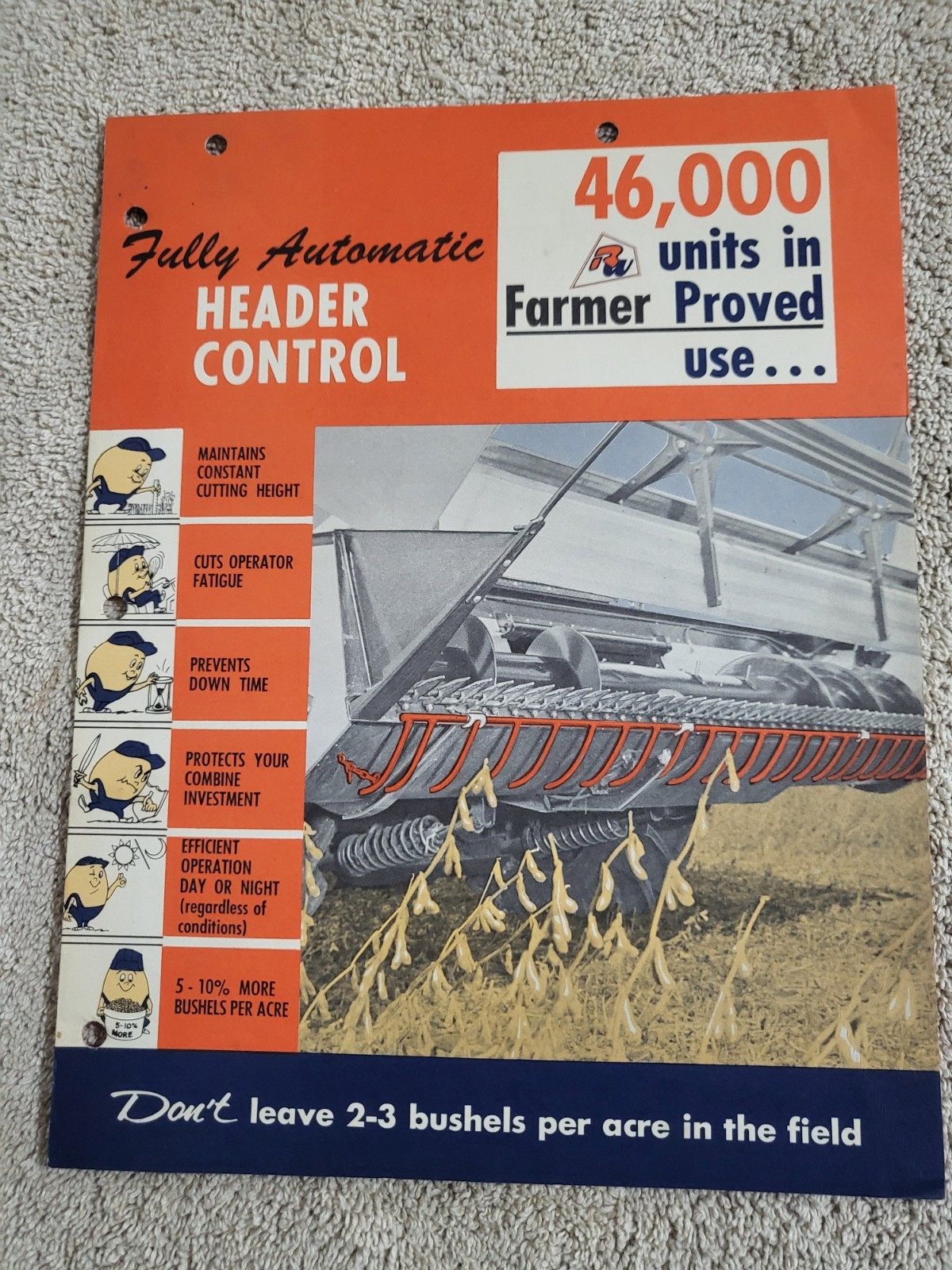 Vintage 1966 Brochure ROPER-WRIGHT HYDRAULIC Combine HEADER CONTROL FARM AG