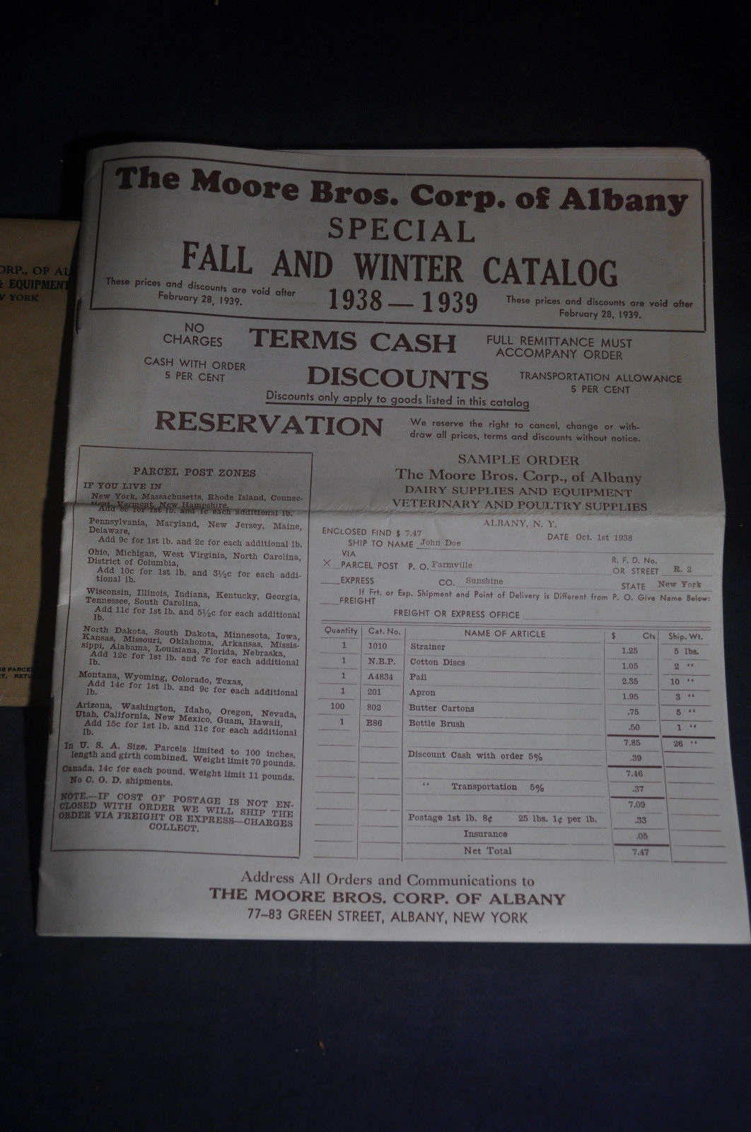 1938 Moore Brothers [Albany NY] Catalog, Dairy, Poultry & Veterinary Supplies