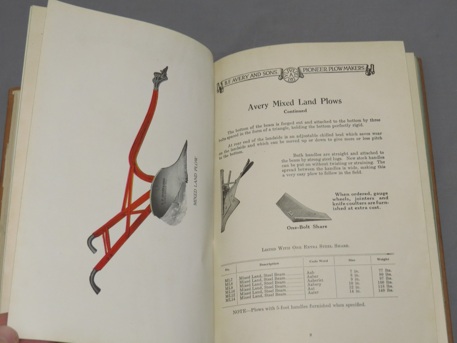 Vintage 1920 BF Avery Plows Implements GENERAL Catalog Color Plates 174pg Hardbo