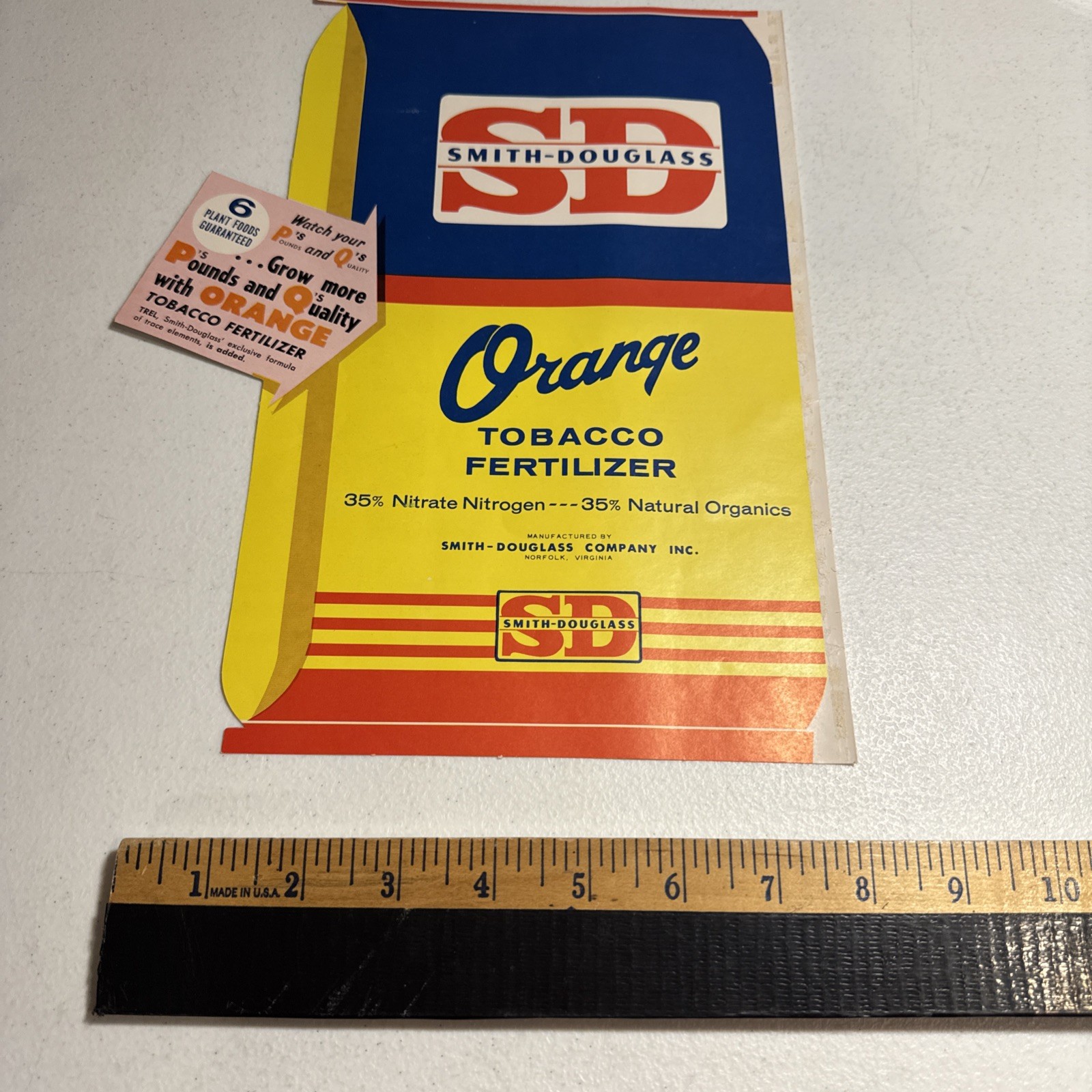 Smith Douglass Company, Inc. Orange Tobacco Fertilizer Advertising Sales Flyer