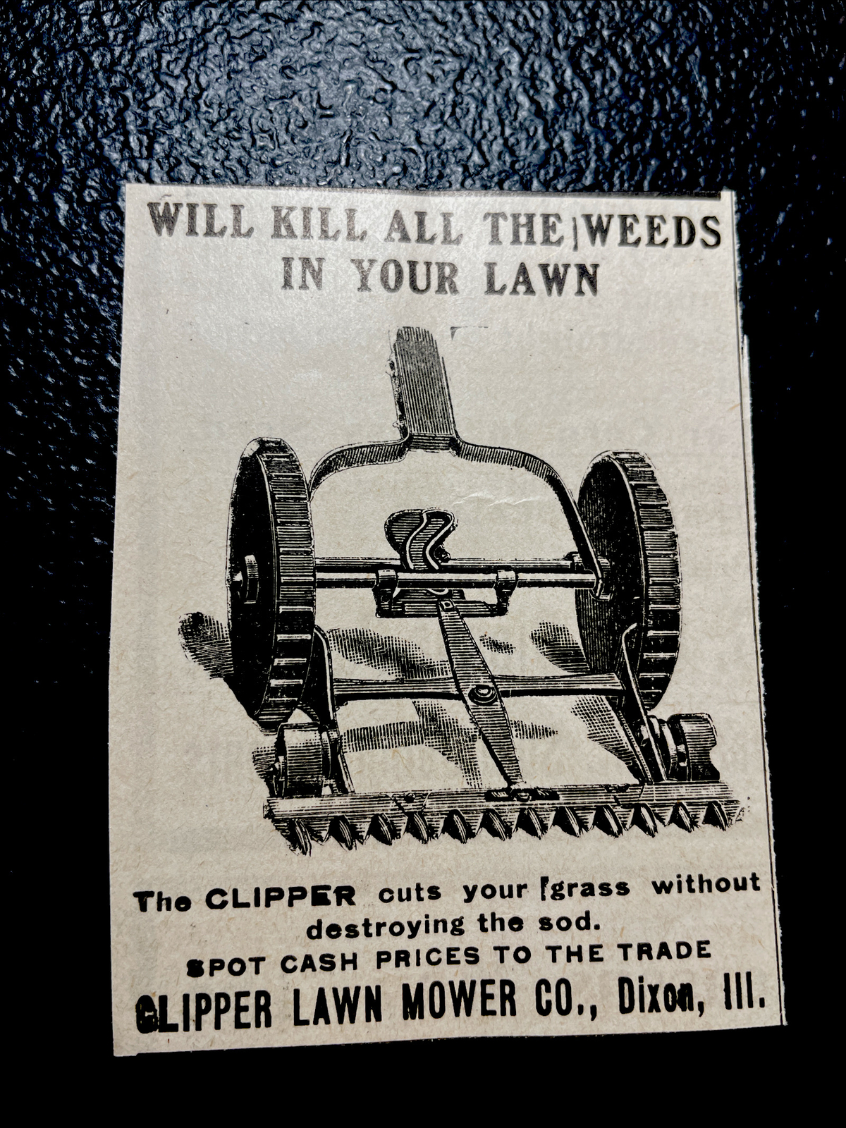 ORIGINAL 1907 Clipper Lawn Mower Co. Farm Advertising – Dixon – Illinois