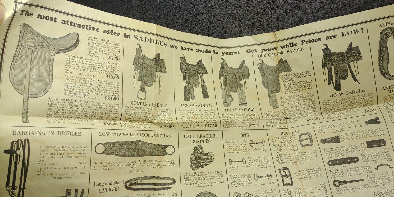 1920s Aniser Mercantile St Joseph Missouri Fold Out Ad Harness Hardware Antique