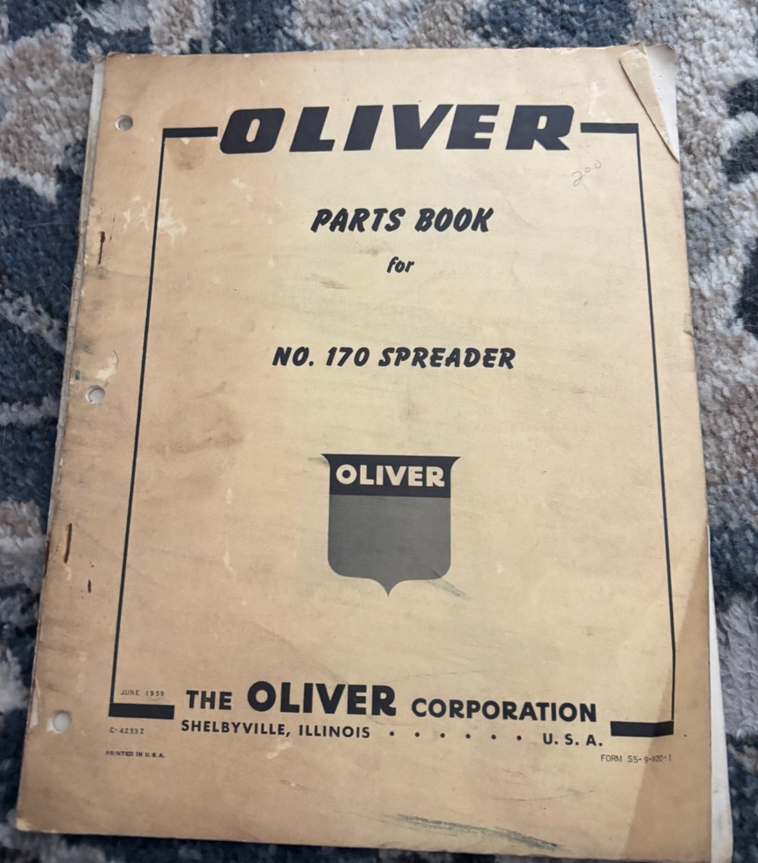 Oliver Tractor 170 Manure Spreader Parts Book Manual DCPA26