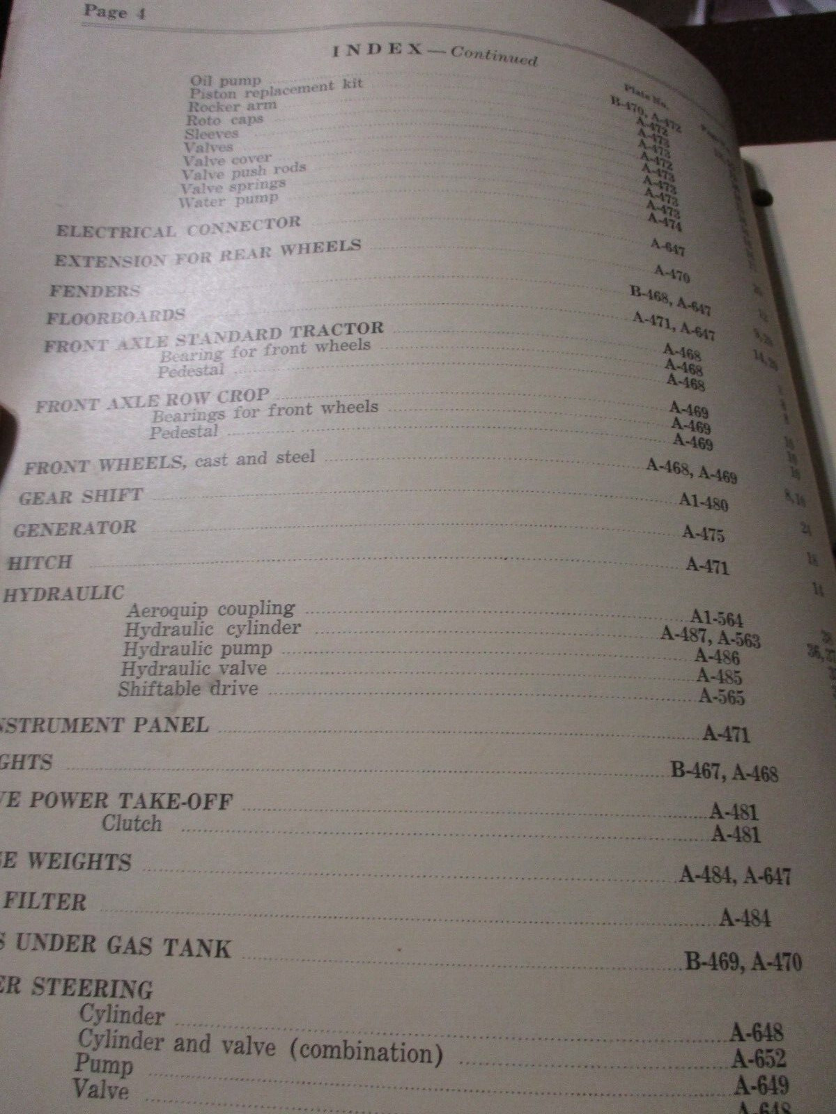 Cockshutt Black Hawk « 50 » Gas Tractor Parts List 1955