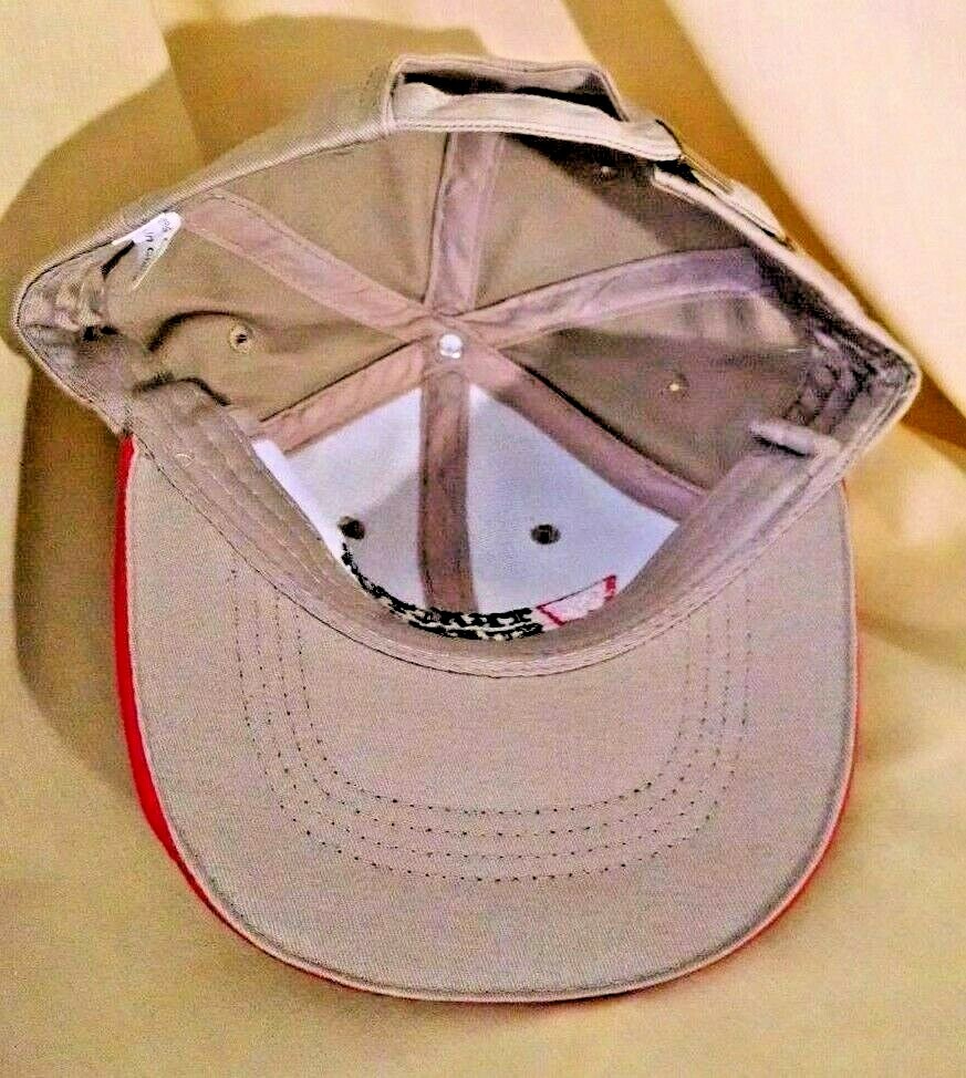 TRACTOR SUPPLY HAT SINCE 1938 TAN RED ADJ CLOTH STRAP NWOT BASEBALL BALL CAP.