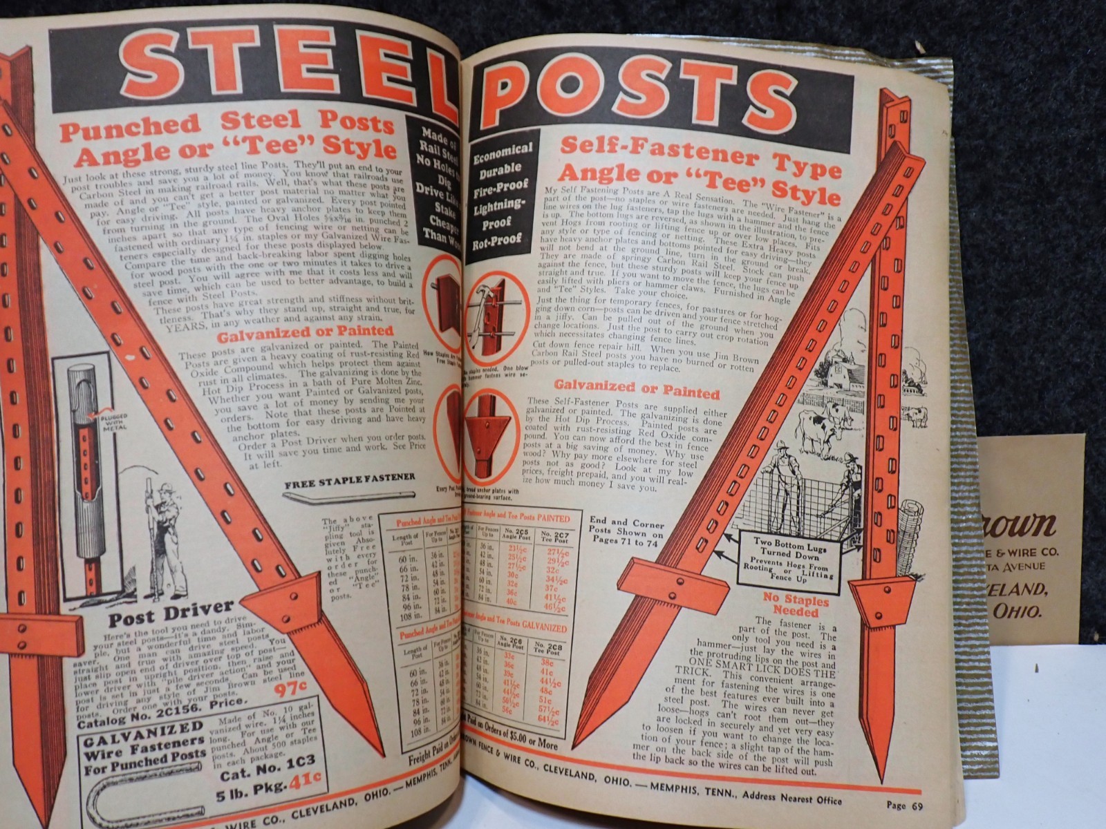 1937 JIM BROWN&rsquo;S FENCE & BARB WIRE PAINT HORSE HARNESS STOVE FARMING CATALOG