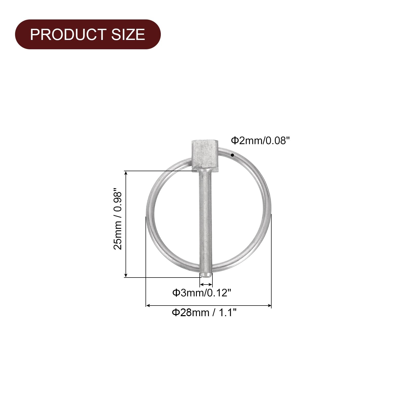 uxcell 4Pcs 1/8&Prime; x 1&Prime; Linch Pin with Ring, Stainless Steel Round 1/8 x 1