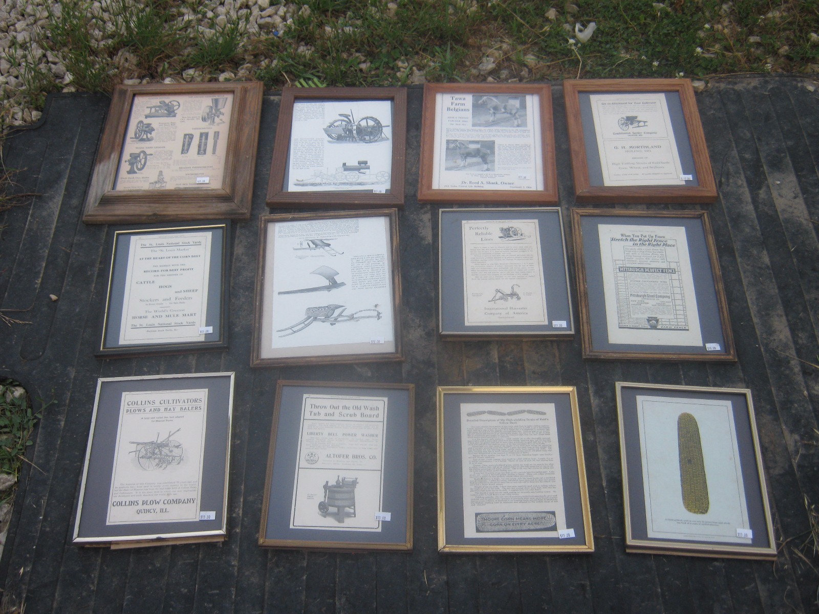 12 pcs VINTAGE Farm Clipping in a Glass Frames Good for decor