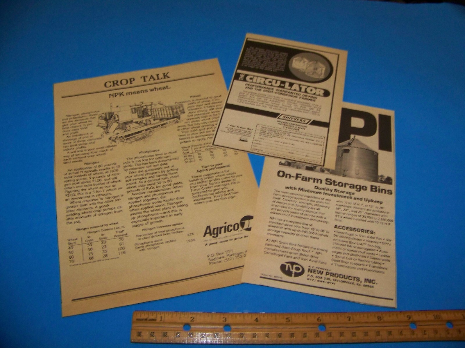 Mixed Lot Agricultural Print Ads from Magazine Vintage 1977 NPI / Shivvers