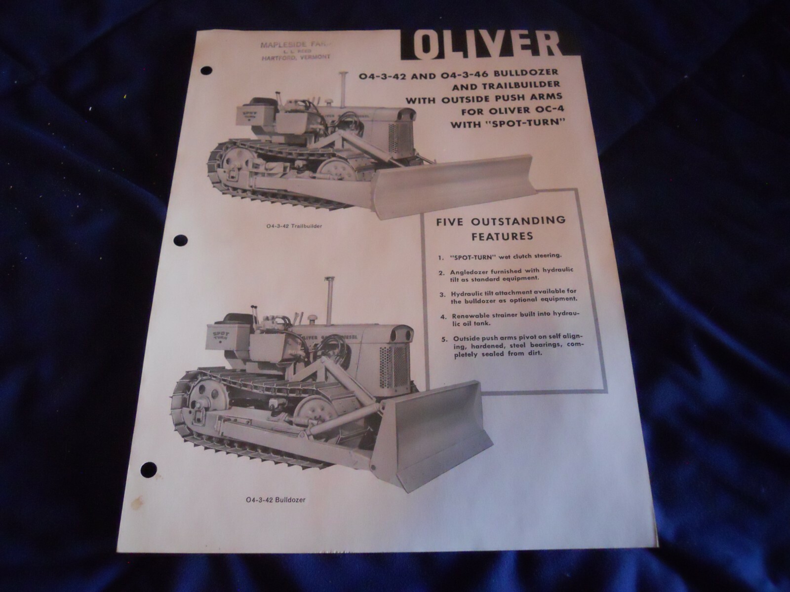 Original Dealer Sales Flyer w/ Specs – Oliver 04-3-42 & 04-3-46 Bulldozer