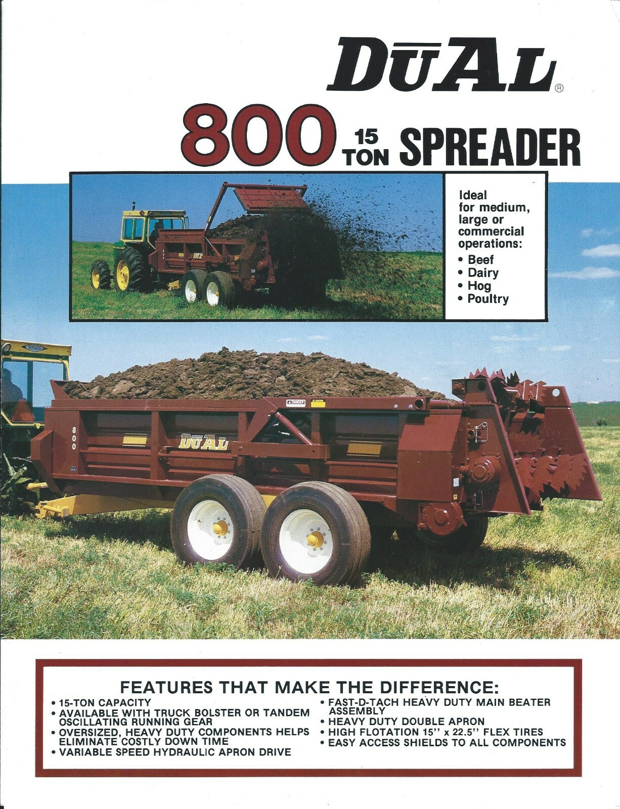Farm Equipment Brochure – Du-Al – 800 – Spreader – c1984 – DuAl (F6790)