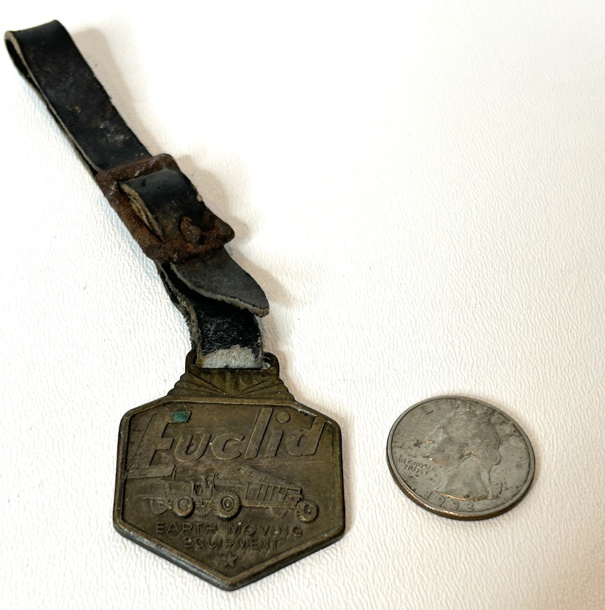 Vintage Euclid Earth Moving Equipment Pocket Watch Fob Double-Sided Medallion