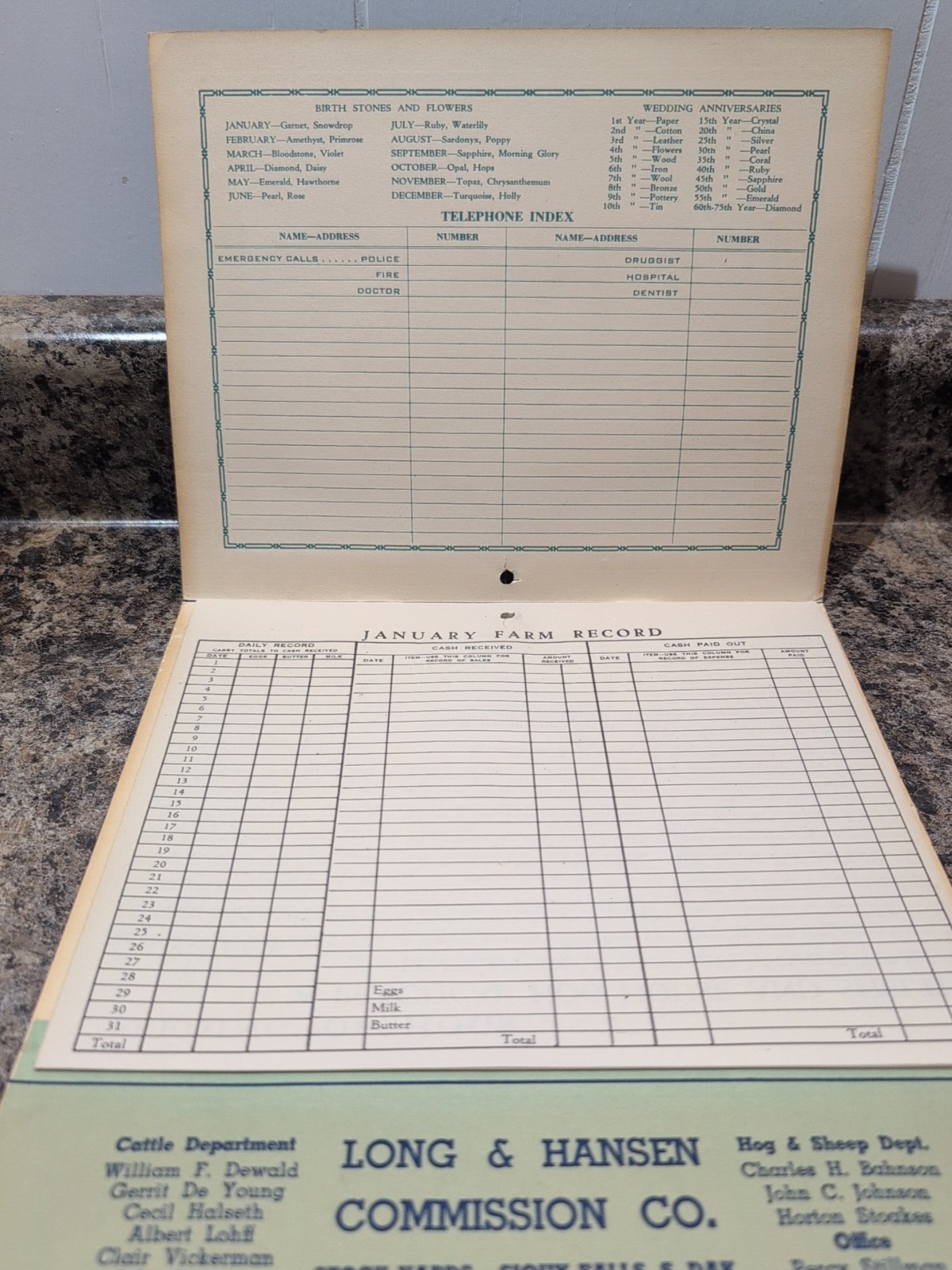 Vtg Long & Hansen Commission Co Calendar 1948 Sioux Falls South Dakota Stock…