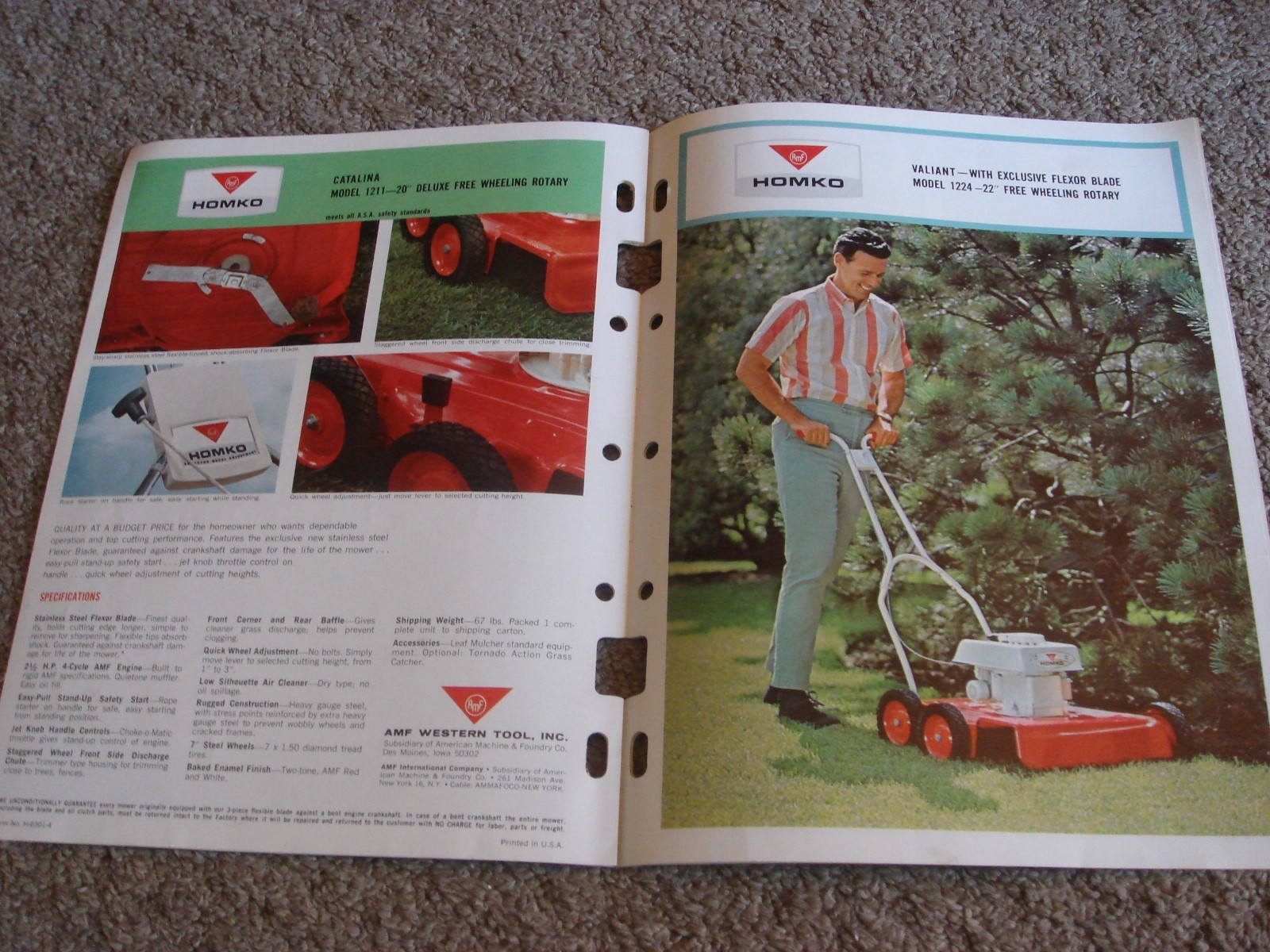 VINTAGE HOMKO 1964-1965 LAWN MOWER TRACTOR TILLER DEALER SALES BROCHURE LOT #3
