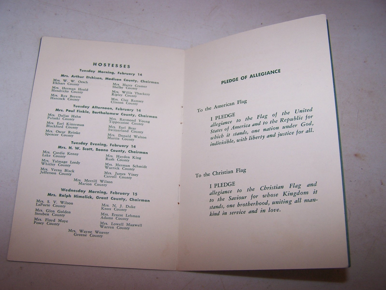 1956 INDIANA FARM BUREAU Social & Educational Conference Program INDIANAPOLIS